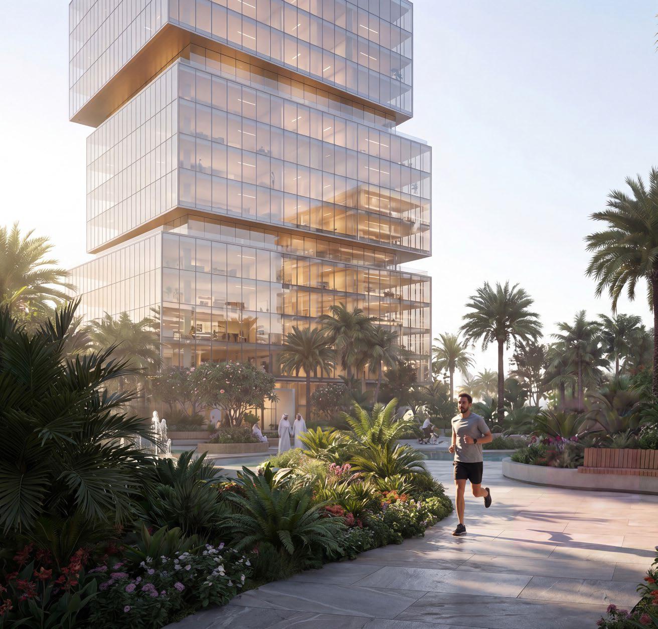 Raw District by Imtiaz tower exterior with landscaped gardens